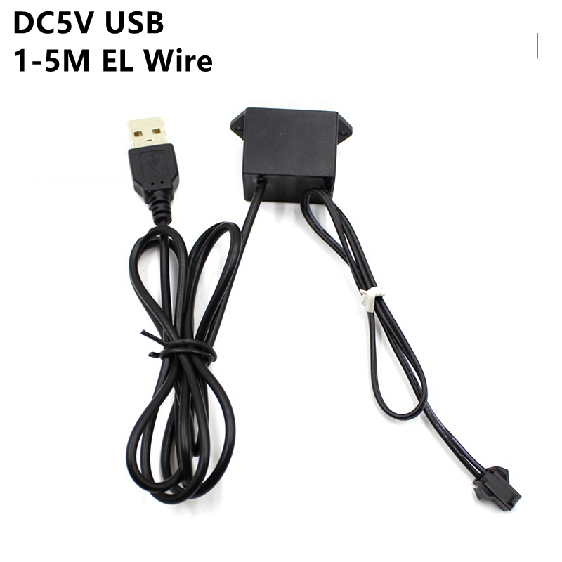 DC5V USB 전원 공급 장치 어댑터 드라이버 컨트롤러 인버터 1-5M El 와이어 Electroluminescent 빛, DC AC